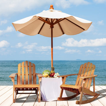 Kiawah Outdoor Patio Classic Acacia Wood Adirondack Rocking Chair - JONATHAN Y